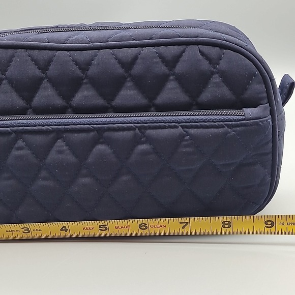 Vera Bradley Quilted Navy Blue/Peacoat Cosmetic Bag Toiletry Make-Up Travel - Picture 10 of 13